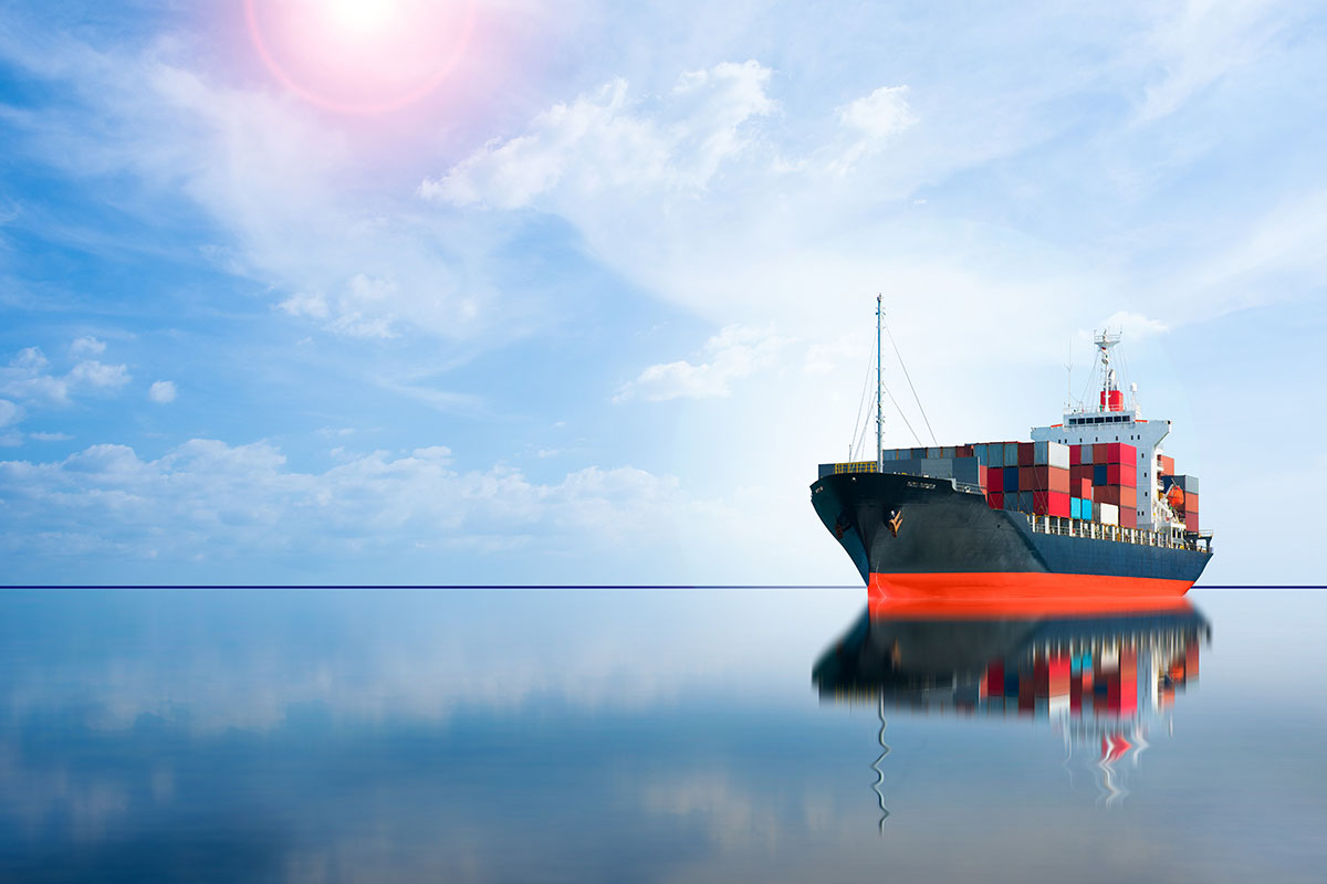 Container ship coming into port for inspections with Decision Sciences technology.